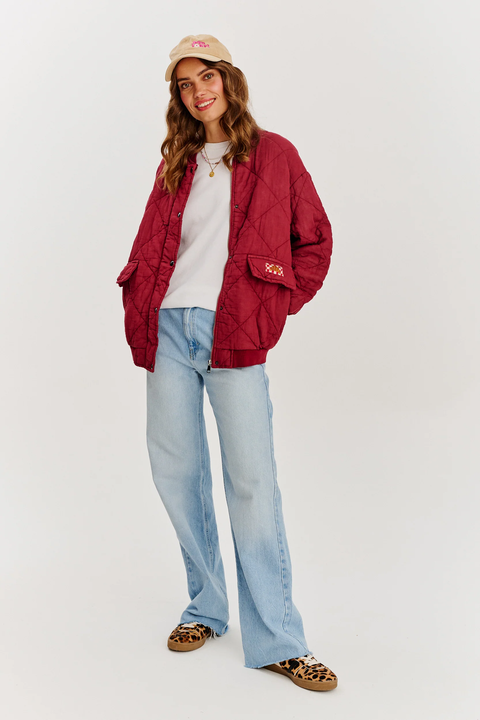 Bomberka pikowana oversize Smoky Blush - Image 10