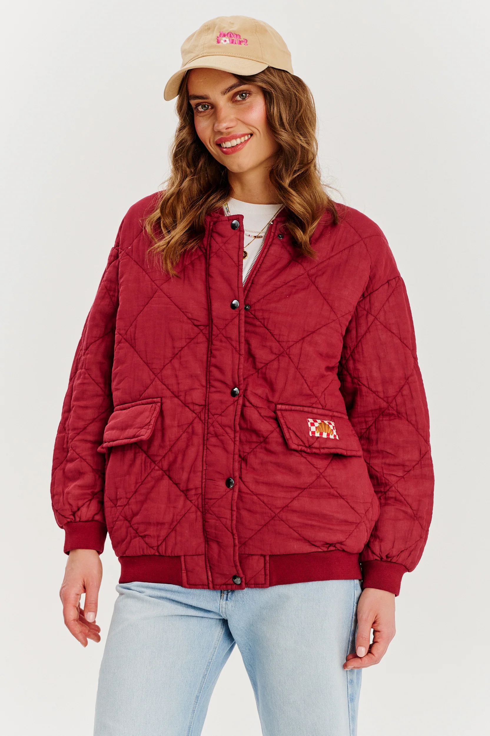 Bomberka pikowana oversize Smoky Blush - Image 12