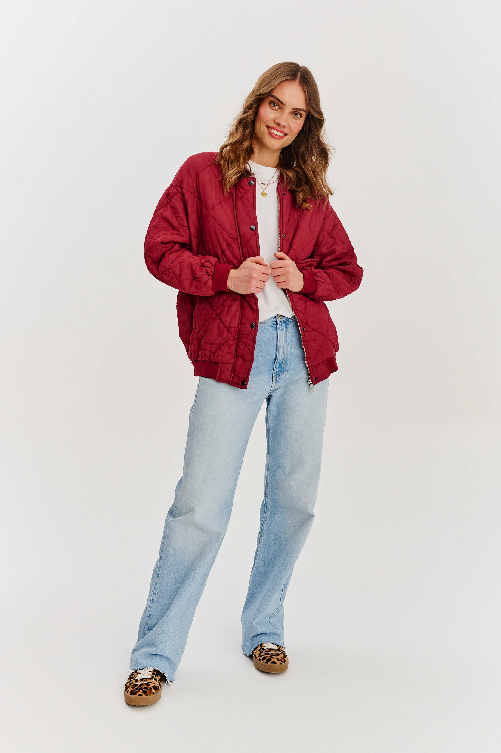 Bomberka pikowana oversize Smoky Blush - Image 19