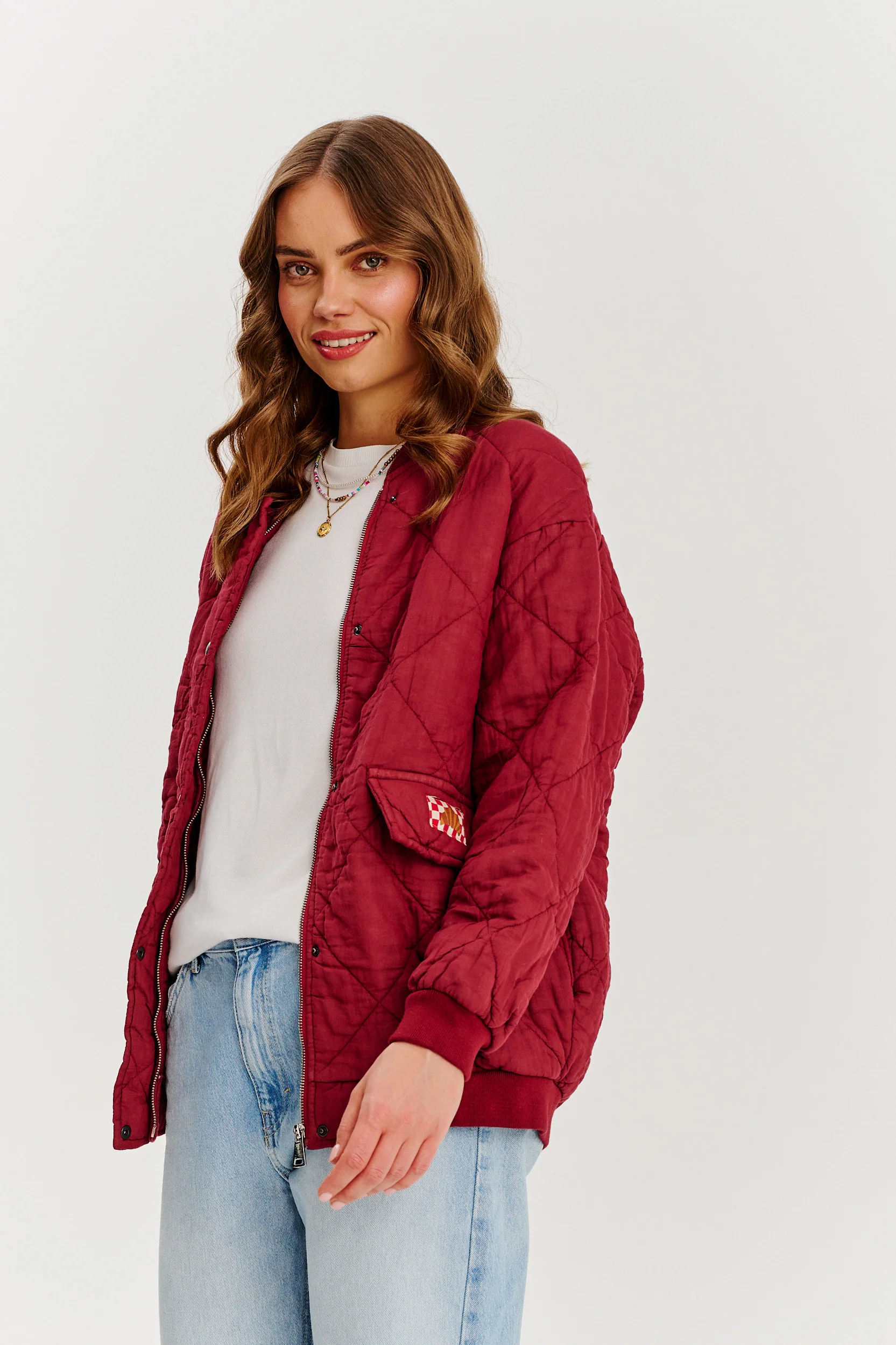 Bomberka pikowana oversize Smoky Blush - Image 21