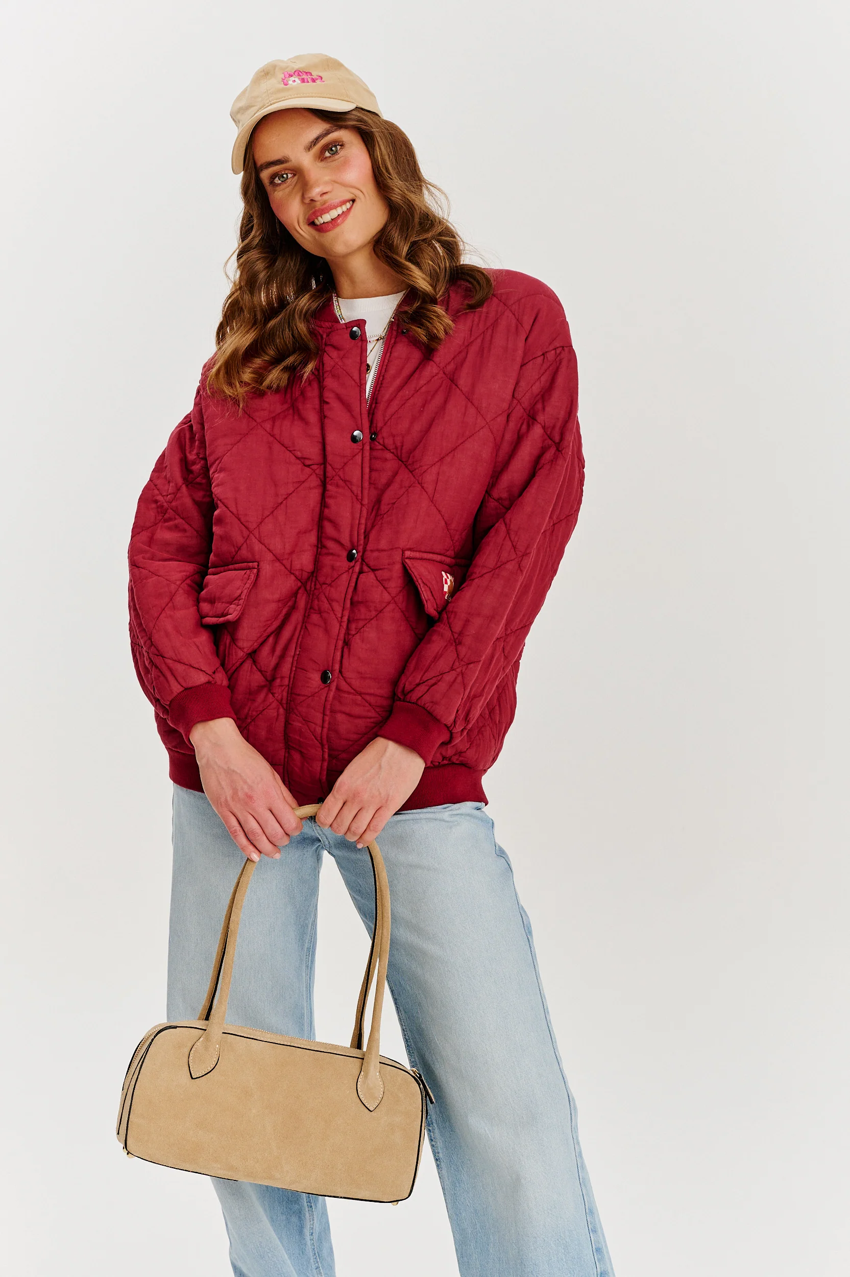 Bomberka pikowana oversize Smoky Blush - Image 24