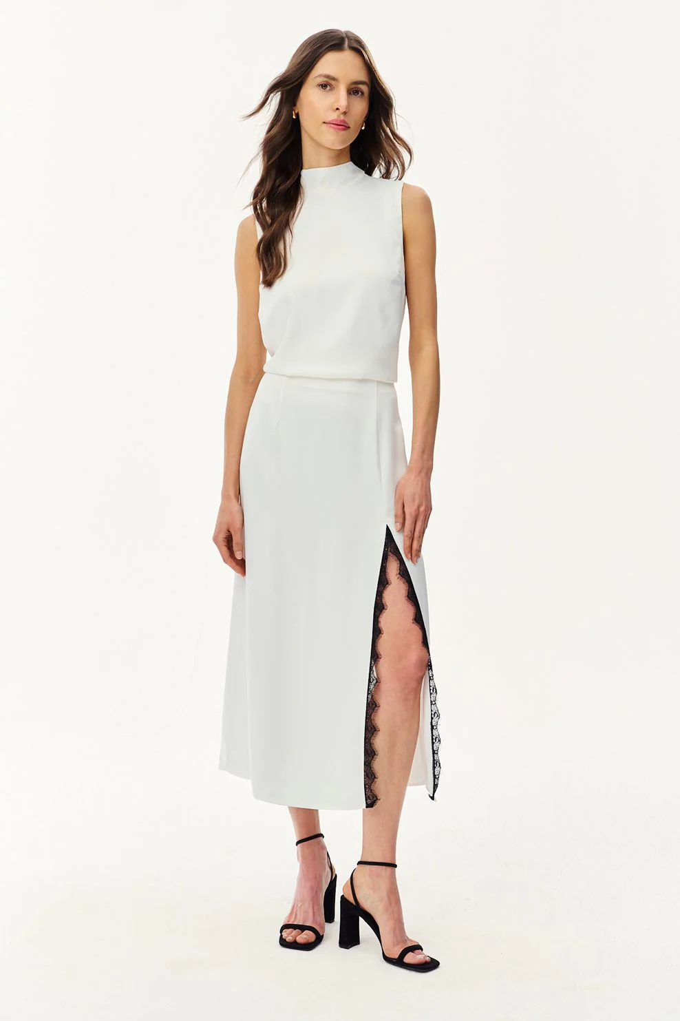 Spódnica midi z koronką Mystic Blush
