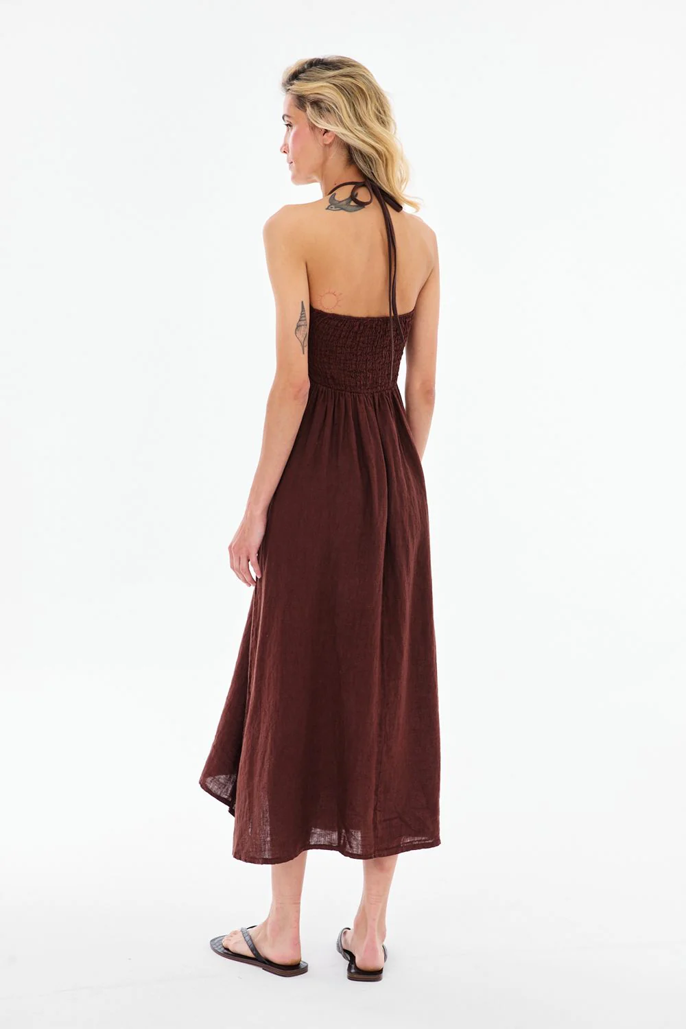 Sukienka lniana Deep Tan - Image 4